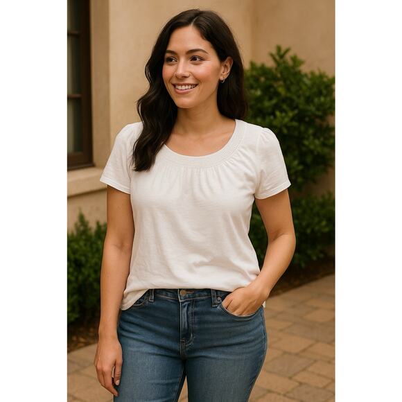 6 for $20 Talbots 100% Cotton white T Shirt Blouse L - Picture 1 of 5